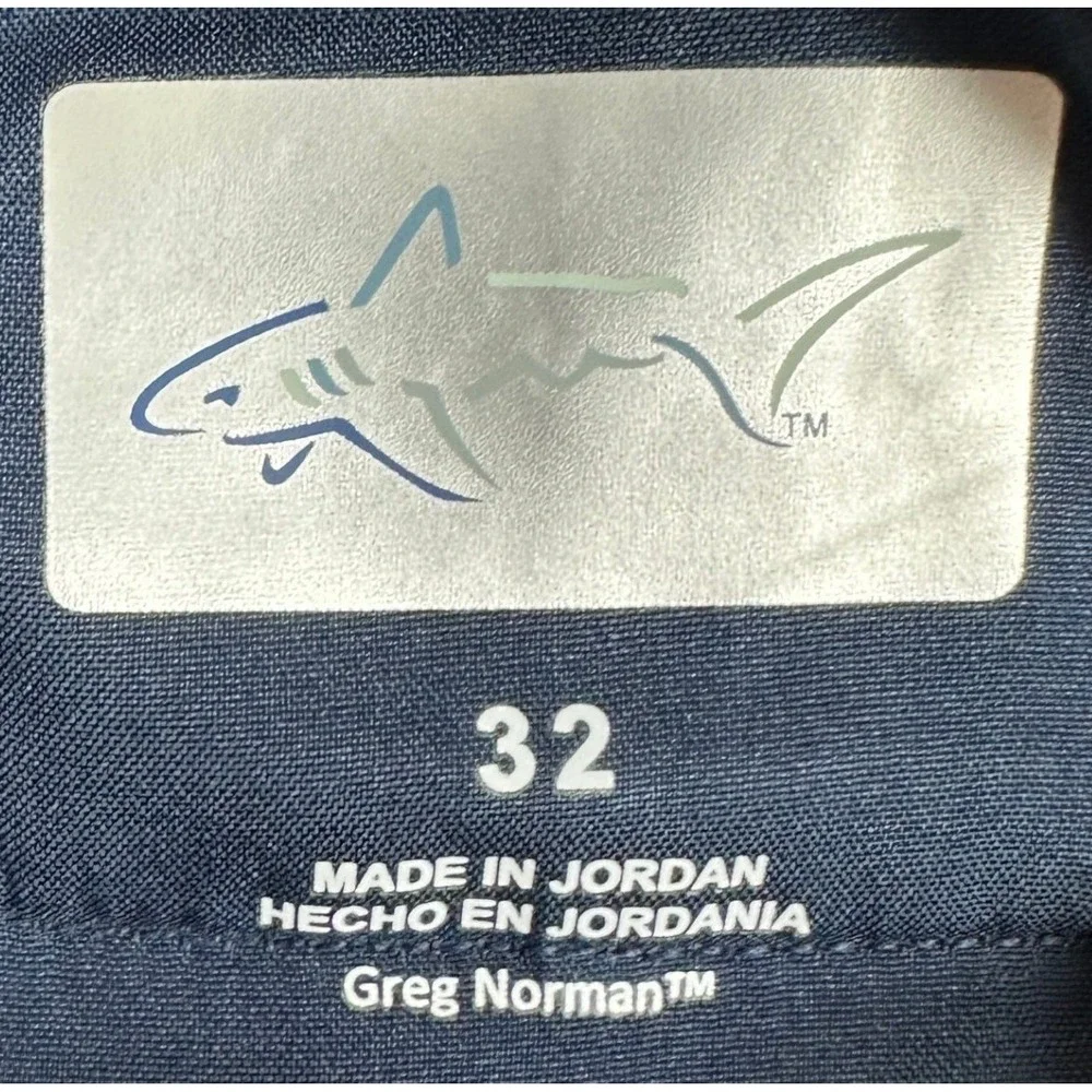 Greg Norman Shorts Mens 32 Navy Blue Golf Chino Performance Textured Stretch